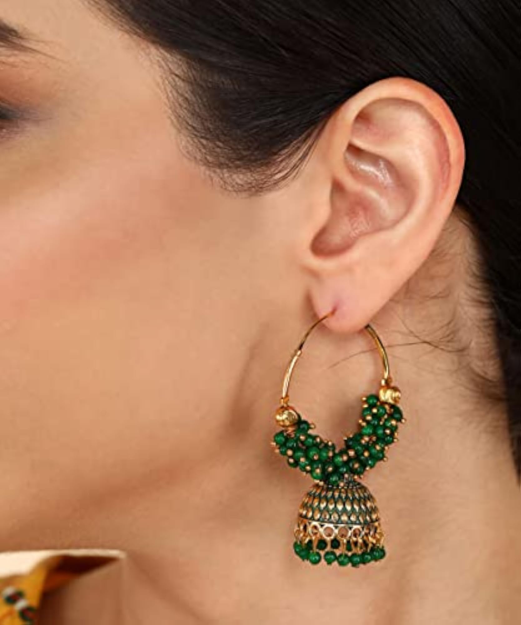 Women's Oxidized Pearl Attached Jhumka Earrings