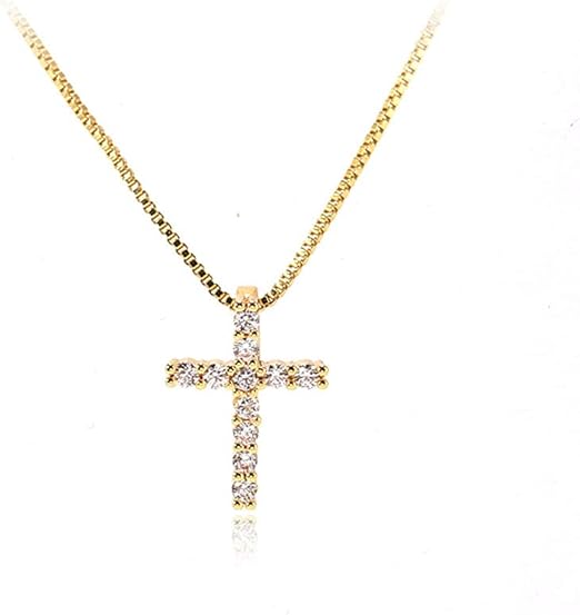 Small Cross Necklaces for Women Simulated Diamond Cross Pendant Dainty