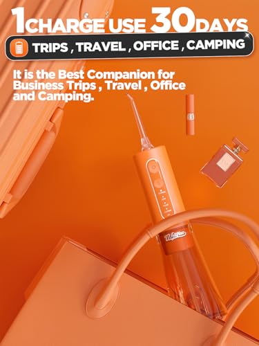 Water Dental Flosser Teeth Pick: Portable Cordless 4 Modes Flossers Pic 300ML Rechargeable Floss Pik Powerful IPX7 Waterproof Oral Irrigator for Cleaning Gum Care Braces Flossing for Home Travel - Thumbnail 6