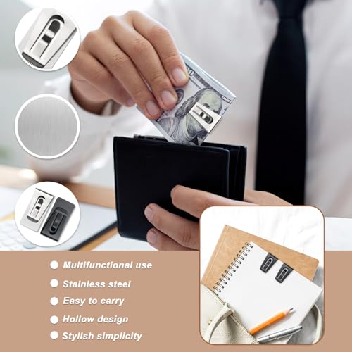 6 Pack Money Clip, Money Clip with Safe Lock, Stainless Steel Tight Bill Holder for Wallet Pocket ID Credit Card Cash3