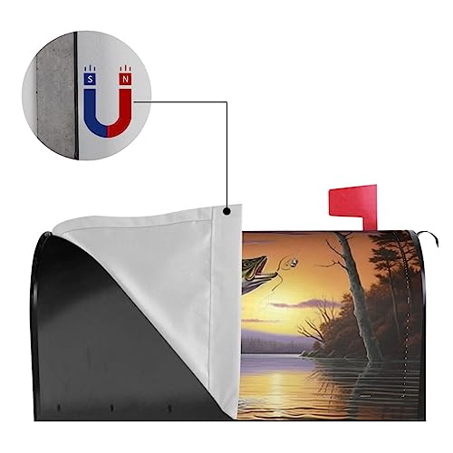 Image of Dujiea Bass Fish Mailbox Wrap - Waterproof Magnetic Post Box Cover, Large Size 25.5 inch L x 21 inch W - Garden Yard Home Decor