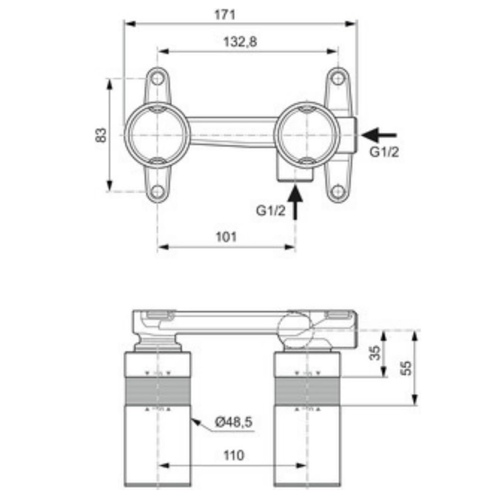 Ideal Standard - Multi Suite, Concealed Body for Wall Mixer Installations Neutral, Blue, Media - Image 2