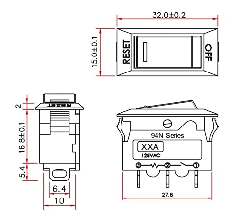 Interrupteur à bascule 15A protection surcharge disjoncteur 94N - 4