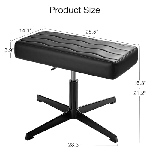 Image of VECELO Under Desk Footrest, PU Ergonomic Foot Rest with Comfort Padding, Height Adjustable for Relieving Leg Pain, Stiffness, and etc, Black