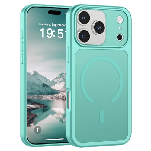 Image of SUPFINE Magnetic for iPhone 17 Pro Case Blue Green | (Compatible with MagSafe)(Military Grade Drop Protection)(Camera Protection)Translucent Matte Phone Cover