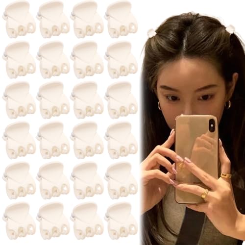 40 Pcs Mini Clip, Mollette Forcina Antiscivolo, Pinze Per Capelli, Clip per Capelli Plastica, Adatto Per Ragazze e Donna (Bianco）
