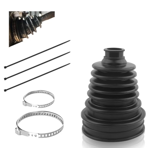 1PC CV Boot with 2 Stainless Steel Clamps & 3 Cable Ties,Waterproof & Dustproof CV Axle Boot Repair Kit for Protect Axle,Universal CV Joint Boot Fits for Most Cars (1PCS)
