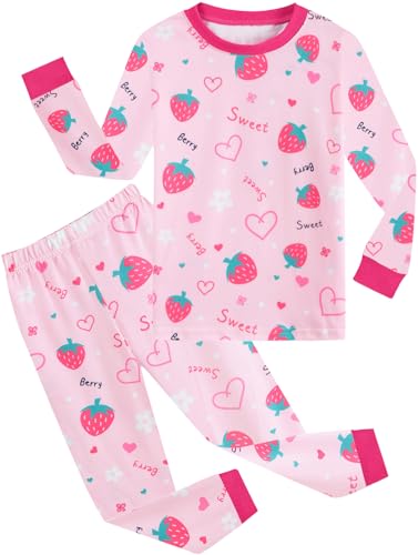 Little Hand Toddler Girls Pajama Cute Dinosaur Pjs Strawbeery Jammies Kids Kitty Cat 2 Piece Flamingo Sleepwear Sets Age 2-7