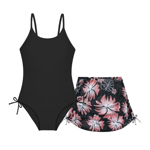 Image of Weixinbuy Girl's One Piece Swimsuits with Mesh Skirt Bathing Suits Swimwear with Cover Up for Girls 9-16 Years
