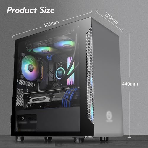 Gabinete para Gaming y Oficina, Mini Mid-Tower compatible M-ATX e ITX, 6 ventiladores 120mm, Panel lateral de cristal templado, Color Style 3 miniatura 2