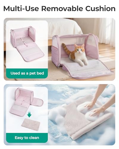 BAGSMART Cat Carrier: Soft-Sided Pet Carrier for Small Medium Cats Dogs Puppy Quilted Collapsible Puffy Travel Bag Up to 20 Lbs Pink - Image 4