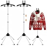 Patelai Verstellbarer T-Shirt-Präsentationsständer, 81,3 - 160,3 cm, Schulterständer, Hemdenständer, tragbar, hängend, schwarzes Metall, Kleidungsdisplay für Geschäfte, dampfende Kleidung, Silber, 2
