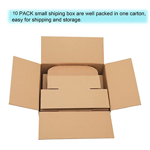 10 Pack Small Shipping Boxes 6X4X3'' Corrugated Small Cardboard Boxes For Shipping, Recyclable Packaging Boxes For Small Business, Mailer, Gift Packing, Crafts Packing, Jewelry Box Shipping, Brown #TOP4