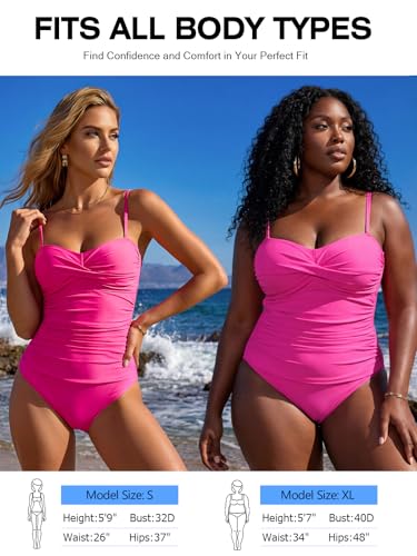 Image of RELLECIGA Women's Twist Front Shirred One Piece Swimsuit