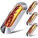 LBRST AmberLed Oval Front Rear Tail Clearance Light With Chrome Bezel 12-24V 4 LED Trailer Marker Indior for Truck Boat Deck RV per (4 Pcs)