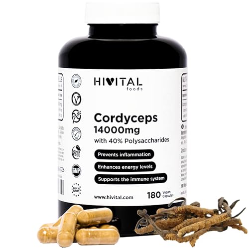 Cordyceps 14000 mg. 180 cápsulas veganas para 3 meses. Cordyceps 