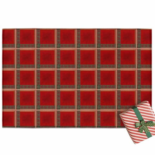 Vamjump ���փ}�b�g �h�A�}�b�g �N���X�}�X �i�q �`�F�b�N ���O ���� ����~�� �Ɩ��p �ƒ�p �G���g�����X �D���Ƃ� �z�� �O���[ 40x60cm