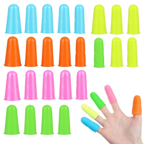 Guduling 25-Pack Hot Glue Finger Tip Protectors Silicone Finger Protectors for Hot Glue Heat-Resistant Hots Glues Fingers Protector in 3 Sizes for Hots Glues Money Counting Sewing