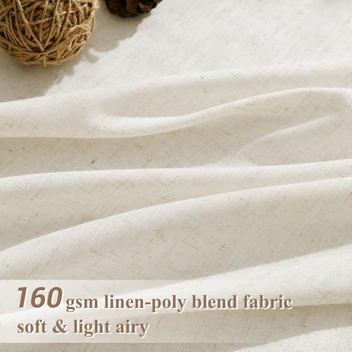 Image of Joywell Linen Curtains 40x84 Inches Long for Living Room Beige Cream