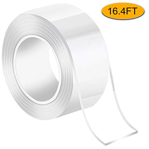 Preisvergleich Produktbild Waschbares Spurloses Klebeband, Yisscen Abnehmbares doppelseitiges Klebeband Rutschfestes Gel-Klebeband - Wiederverwendbares, spurloses Teppichklebeband zur Befestigung (16.4FT)