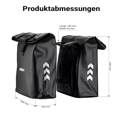 Wiltec Podwójna sakwa rowerowa 48 l, torba na bagażnik roweru 30 x 14 x 57 cm, wodoodporny tylny koszyk na rower