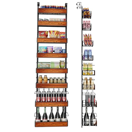 GUUKAR Over the Door Pantry Organizer, 8-Tier Metal Hanging Spice Rack with Adjustable Basket for Kitchen Storage - image 8