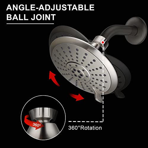 Jdo Shower Head, High Pressure Rain Showerhead, 5 Spray Settings, Luxury Bathroom Shower Heads With Adjustable Angles, Anti-Clogging Silicone Nozzles #TOP4