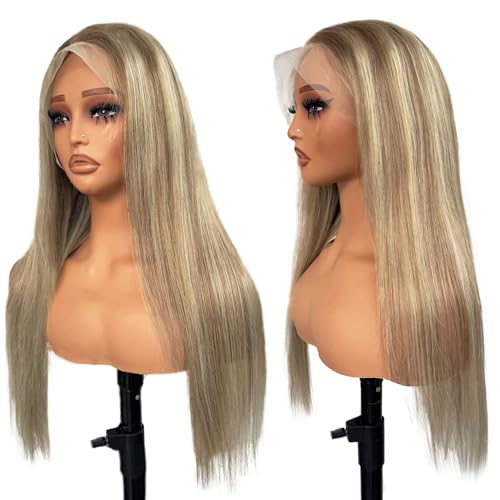 Image of Munx Update-Ombre Lace Front Wig Thick 180% Density 13x6 Lace Front Wigs Real Human Hair Pre Plucked Colored Highlight Glueless Human Hair Wigs HD Transparent Virgin Hair Lace Frontal Wigs 18 Inch