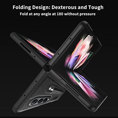 For Samsung Galaxy Z Fold 4 Case + Built-in Screen Protector, with S Pen Holder and Magnetic Kickstand, Full-Body Dual Layer Rugged Case, 360-degree Shockproof Case for Galaxy Z Fold 4 - Black