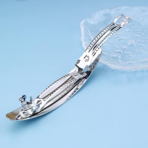 Pinza para cabello Snap Hair Clip Plateado Broche para moño de metal miniatura 5