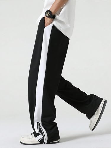 Image of Jump Cuts Men Colorblock Black & White Polyester Zipper Cargo Pant