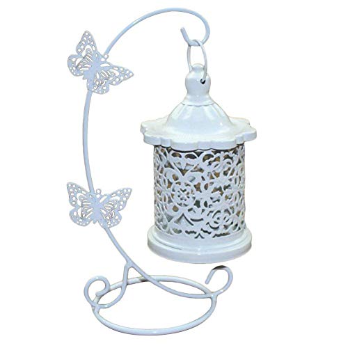 Depory 1 portavelas hueco para colgar farolillos de té, color blanco, decorativo con gancho de mariposa para boda, festival, hogar, mesa, hotel, decoración Cover