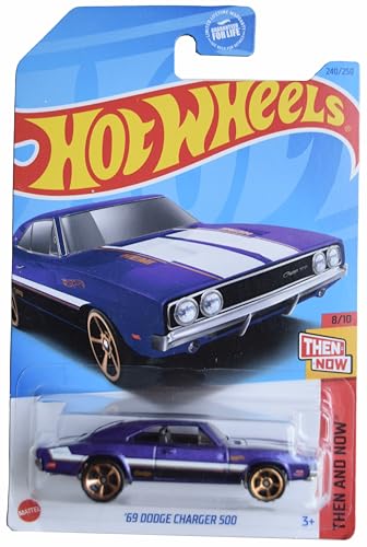 Hot Wheels '69 Dodge Charger 500 escala 1:64 morado miniatura 1