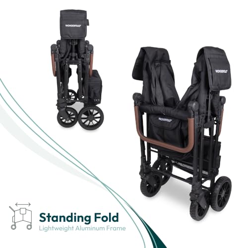 Image of WonderFold W6 Luxe Pro Stroller Wagon, Aluminum Frame, 6 Seater, Black