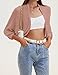 HOTOUCH Women's Shrugs Long Sleeve Knitted Cropped Bolero Open Front Casual Elegant Cardigan for Dress Dustypink