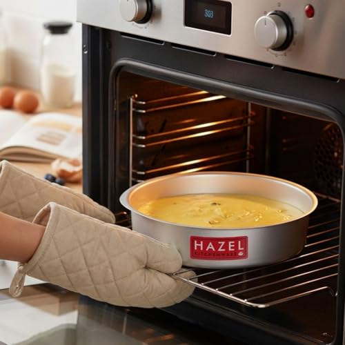 Image of HAZEL Aluminium Round Cake Mould Medium | Non Stick Baking Tin Pan | Microwave OTG Oven Tray | Cake Making Tools Kitchen