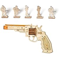 ROBOTIME 3D Wooden Puzzle Rubber Band Gun Model Toy
