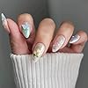 TENPAL Green Press on Nails Almond,3D Butterfly & ... #2