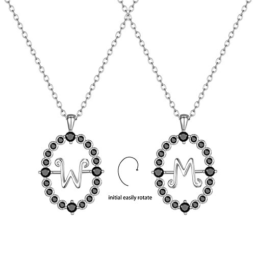 Wednesday Necklace Merchandise for Party Birthday Rotating Letter W Necklace M Necklaces Wednesday Decorations Favors for Women3
