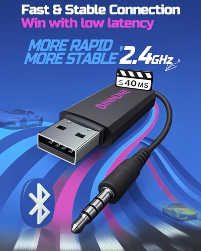 Image of BINNUNE 2.4GHz Wireless Gaming Headset with Mic for Ps5 /4, PC, Mac, Bluetooth Gaming Headset with Flip Microphone,Headphones for Laptop Computer
