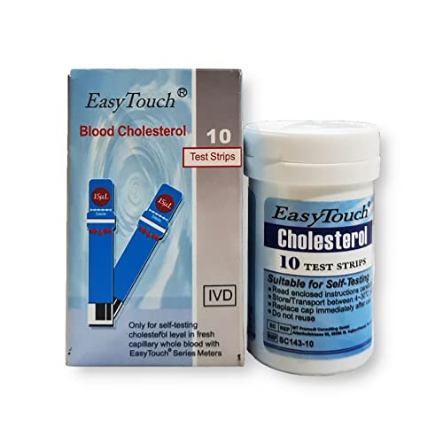 EasyTouch Blood Cholesterol Test Strips - 10 Test Strips Refill - for Easy Touch GCHb Meter