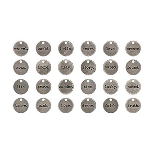 Typed Tokens by Tim Holtz Idea-ology, Pack of 24, Antique Nickel Finish, TH93203