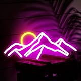 Bonuci Mountains and Moon Neon Sign Sunrise Sunset LED Light Sign USB Powered Decorative Wave Neon Light for Wall Decor Bedroom Living Room Hotel Cafe Bar Birthday Housewarming Gift(Range)