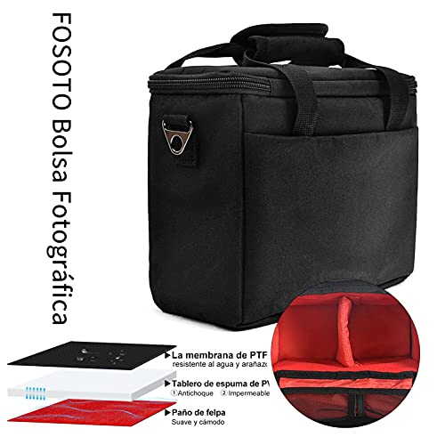 FOSOTO Bolsa Funda Cámara Réflex Digital DSLR SLR Antigolpe Impermeable de Hombro para 1 Cámara,1 ó 2 Lentes y Accesorios de Fotos para Canon 700D 1200D 600D, Nikon Sony a7 II a6400, Panasonic
