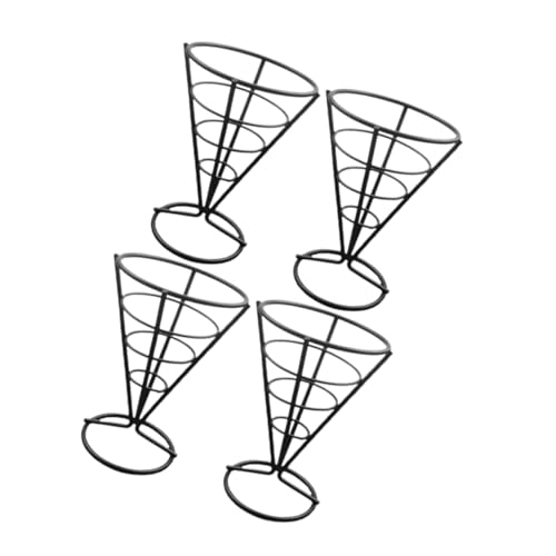 SOLUSTRE 4pcs Metal French Fry Cone Basket Wire Fry Holder for Snacks Appetizers Elegant Food Display for Home Restaurant Use Easy to Clean Modern Design