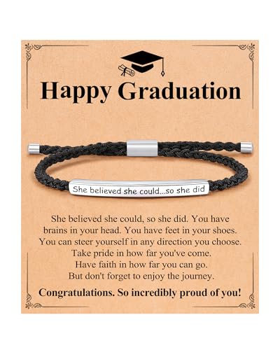 Image of Graduation Gifts for Her, 5th 8th Grade High School College Graduation Gifts Class of 2025 Graduate Bracelet She Believed She Could So She Did