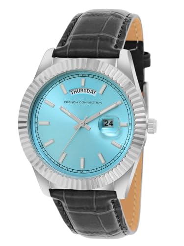 Image of French Connection Analog Blue Dial Leather Strap Quartz Watch for Men - FCN0135UBL