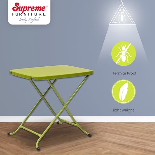 Image of Supreme Furniture Civic Multi-Purpose 3 Height Adjustable Rectangle Plastic Table,Portable for Study, Office, Work from Home, School, Living, Laptop, Bed, Indoor & Outdoor(M-Green)