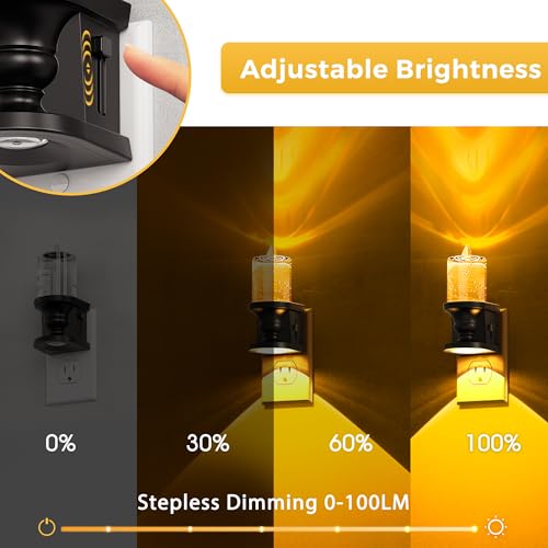 Image of L LOHAS LED Flameless Candle Night Light, 2 Pack Amber Night Lights Plug into Wall, 0-100LM Dimmable Nightlight, LED Candle Night Light with Light Sensor, for Living Room, Bathroom, Hallway