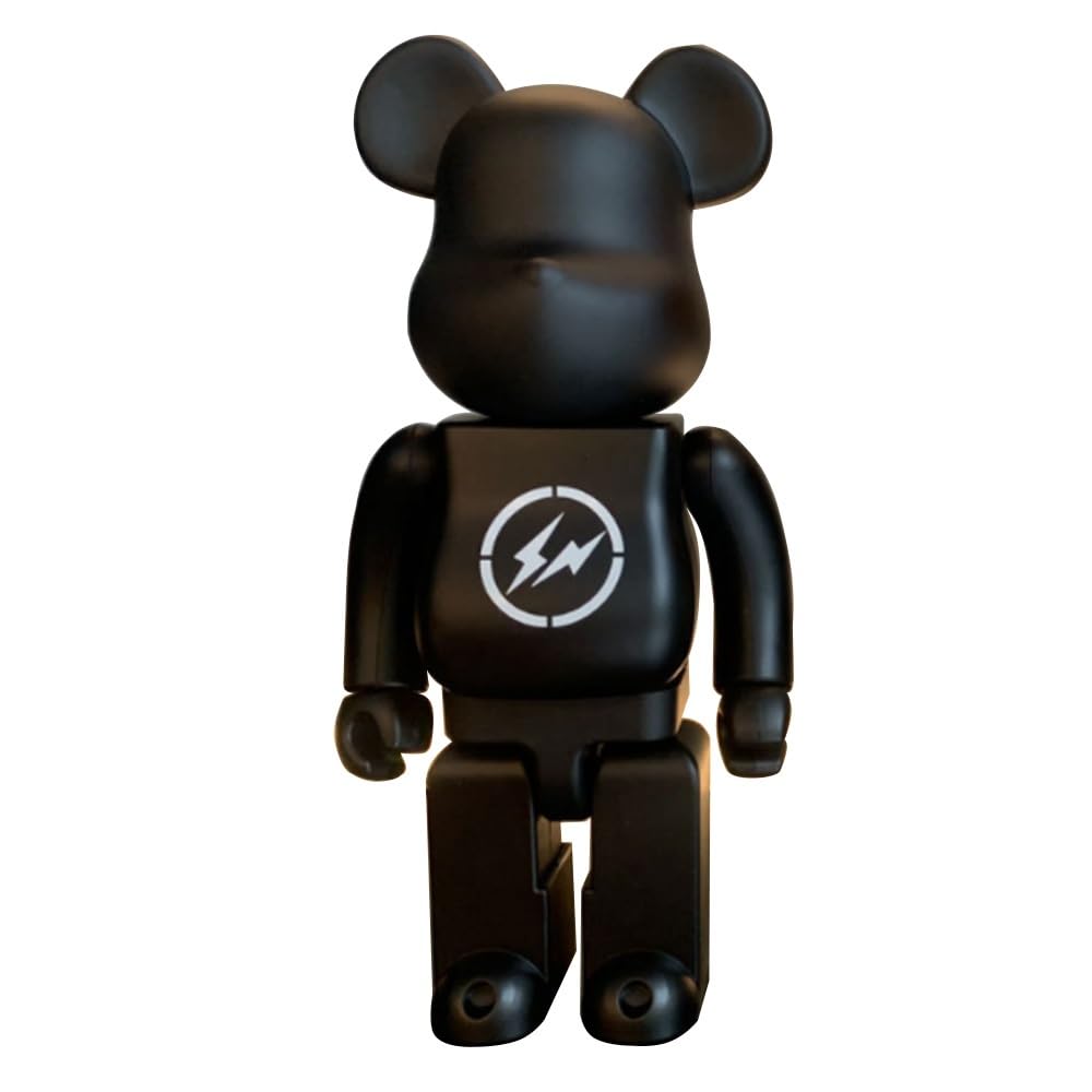 MKOLKGNE 70cm/27.6in Bearbrick 1000% Handmade Toy Sculpture Statue Violent Bear Display Case Ornament (Black Lightning)